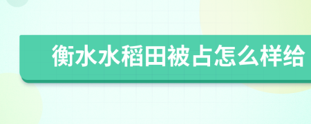 衡水水稻田被占怎么样给