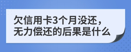 欠信用卡3个月没还，无力偿还的后果是什么