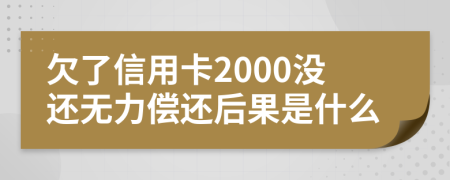 欠了信用卡2000没还无力偿还后果是什么