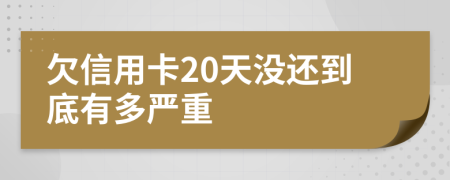 欠信用卡20天没还到底有多严重