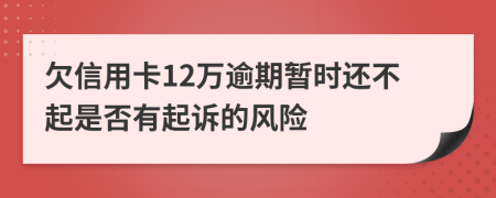 欠信用卡12万逾期暂时还不起是否有起诉的风险