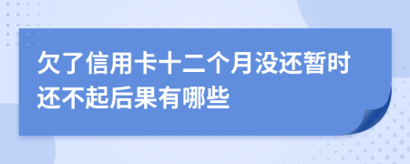 欠了信用卡十二个月没还暂时还不起后果有哪些