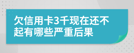 欠信用卡3千现在还不起有哪些严重后果