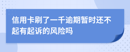 信用卡刷了一千逾期暂时还不起有起诉的风险吗