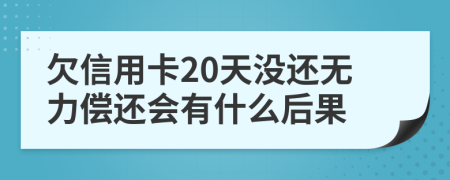 欠信用卡20天没还无力偿还会有什么后果