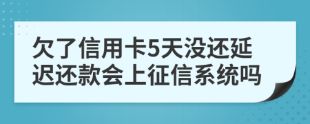 欠了信用卡5天没还延迟还款会上征信系统吗