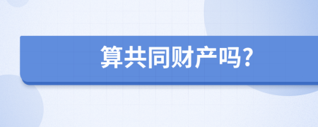 算共同财产吗?