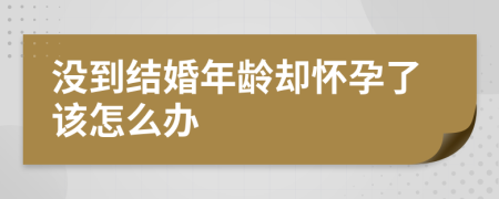 没到结婚年龄却怀孕了该怎么办