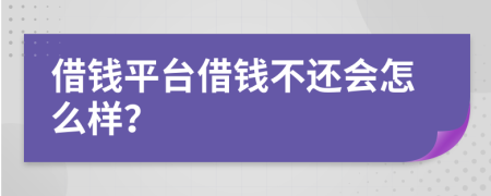 借钱平台借钱不还会怎么样？