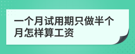 一个月试用期只做半个月怎样算工资