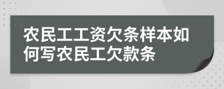 农民工工资欠条样本如何写农民工欠款条