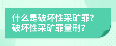 什么是破坏性采矿罪？破坏性采矿罪量刑？