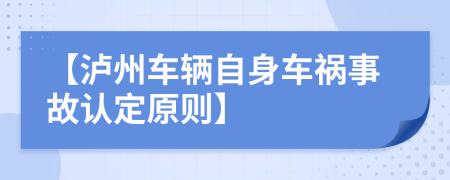 【泸州车辆自身车祸事故认定原则】