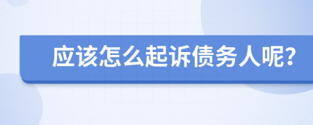应该怎么起诉债务人呢？