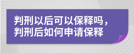 判刑以后可以保释吗，判刑后如何申请保释