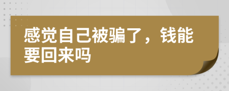 感觉自己被骗了，钱能要回来吗