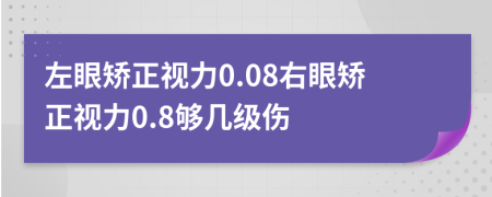 左眼矫正视力0.08右眼矫正视力0.8够几级伤