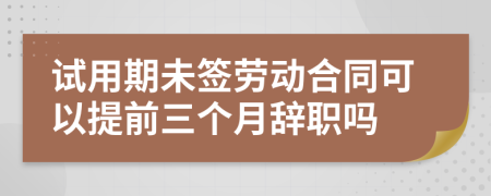 试用期未签劳动合同可以提前三个月辞职吗