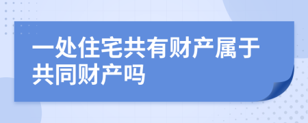 一处住宅共有财产属于共同财产吗