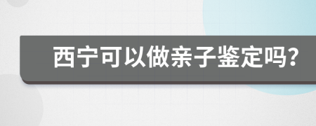 西宁可以做亲子鉴定吗？