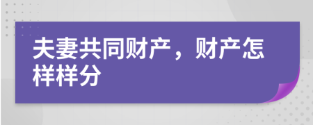 夫妻共同财产，财产怎样样分