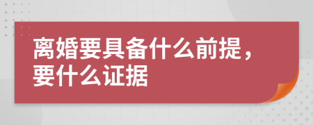 离婚要具备什么前提，要什么证据