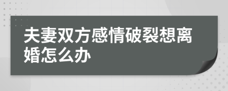 夫妻双方感情破裂想离婚怎么办