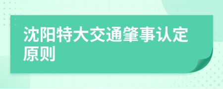 沈阳特大交通肇事认定原则