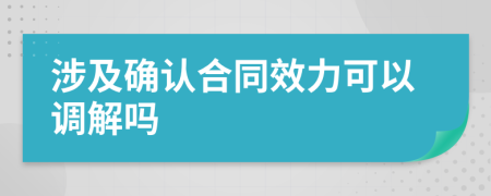 涉及确认合同效力可以调解吗