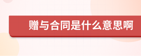 赠与合同是什么意思啊