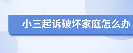 小三起诉破坏家庭怎么办