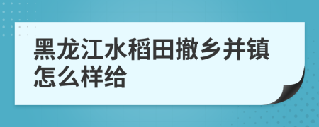 黑龙江水稻田撤乡并镇怎么样给