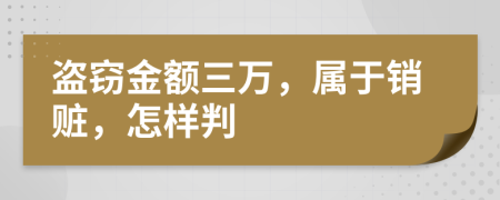 盗窃金额三万，属于销赃，怎样判