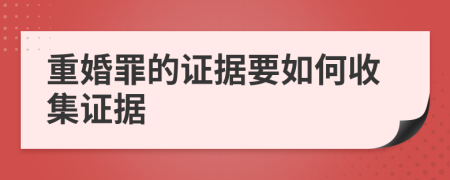 重婚罪的证据要如何收集证据