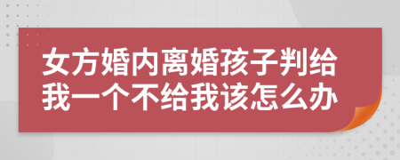 女方婚内离婚孩子判给我一个不给我该怎么办