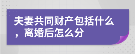 夫妻共同财产包括什么，离婚后怎么分