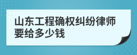 山东工程确权纠纷律师要给多少钱