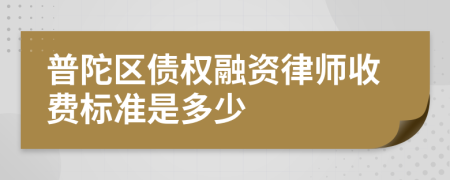 普陀区债权融资律师收费标准是多少