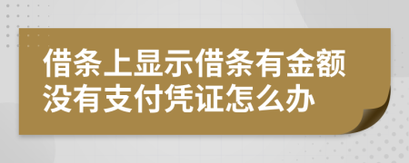 借条上显示借条有金额没有支付凭证怎么办