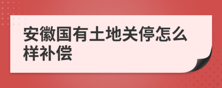 安徽国有土地关停怎么样补偿