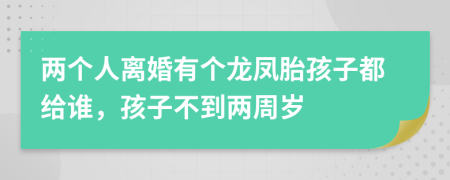 两个人离婚有个龙凤胎孩子都给谁，孩子不到两周岁