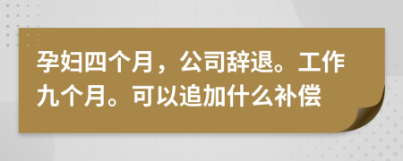 孕妇四个月，公司辞退。工作九个月。可以追加什么补偿