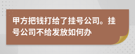 甲方把钱打给了挂号公司。挂号公司不给发放如何办