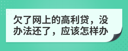 欠了网上的高利贷，没办法还了，应该怎样办