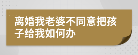 离婚我老婆不同意把孩子给我如何办