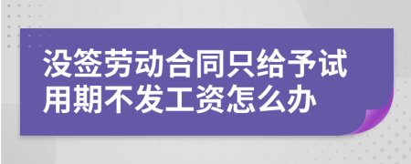 没签劳动合同只给予试用期不发工资怎么办