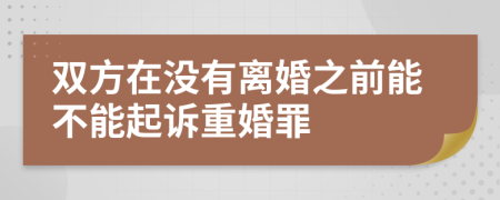 双方在没有离婚之前能不能起诉重婚罪