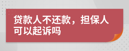 贷款人不还款，担保人可以起诉吗