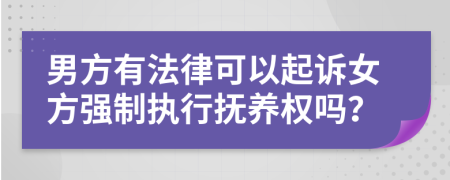 男方有法律可以起诉女方强制执行抚养权吗？