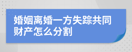 婚姻离婚一方失踪共同财产怎么分割